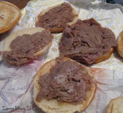 Arby's roast beef sandwiches, some value meal and one regular