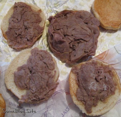 one Arbys regular roast beef sandwich compared to three value-meal roast beef sandwiches