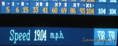 picture of bowling score screen with speed of 19 mph on it