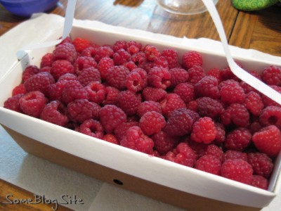 picture of a box of freshly-picked raspberries