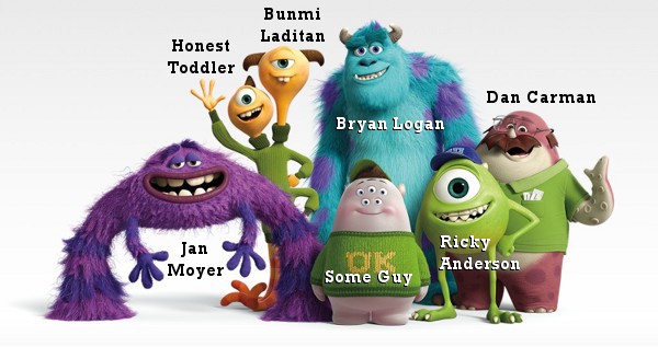 picture of Oozma Kappa from Monsters University but with member of Team Ricky's names
