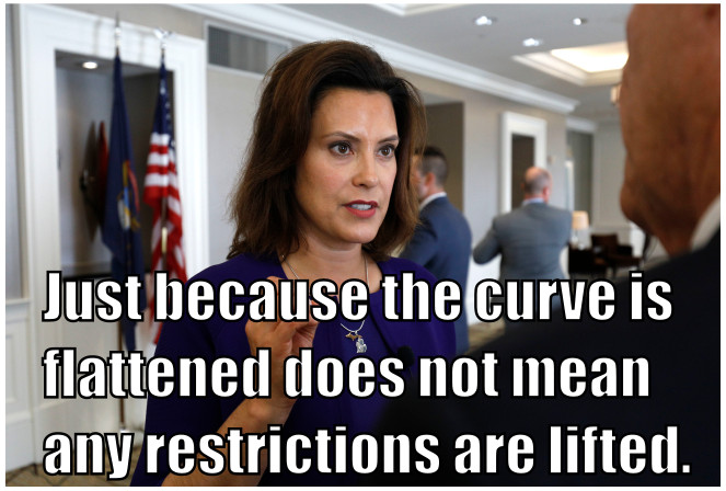 image of Gretchen Whitmer saying she is not loosening any restrictions