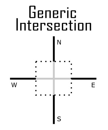 image of a generic intersection, 4-way, no controls