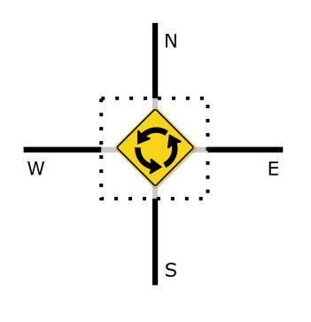 image of a generic intersection, 4-way, roundabout