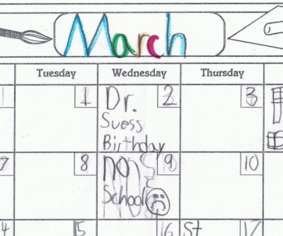 picture of a March calendar