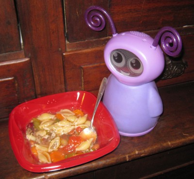 photo of a Fidget toy eating some soup