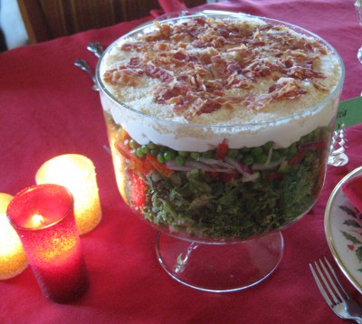 photo of a seven-layer salad