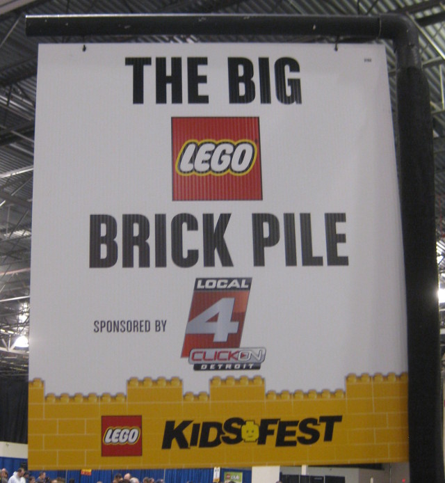 sign for the big brick pile at the Lego Kids Fest