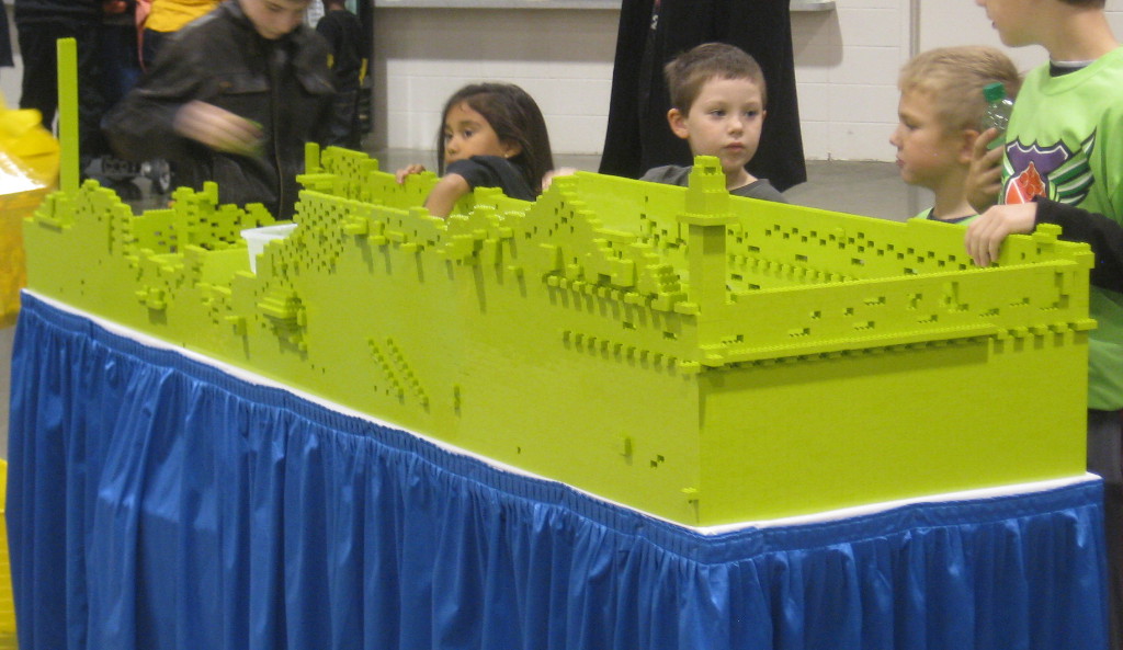 lime green castle wall at the Lego Kids Fest