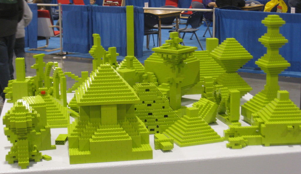 lime green monochrome build creations at the Lego Kids Fest