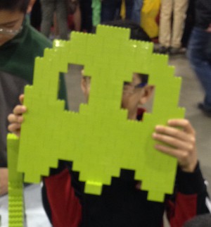 monochrome build Pac-Man ghost at the Lego Kids Fest