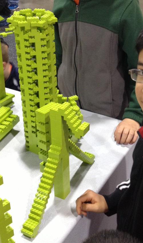 monochrome build tower at the Lego Kids Fest