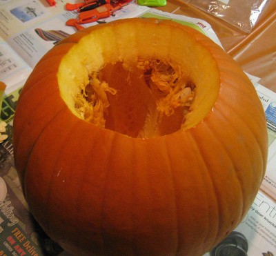 picture of a pumpkin with its top cut off