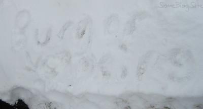 picture of roads drawn in the snow on the lawn