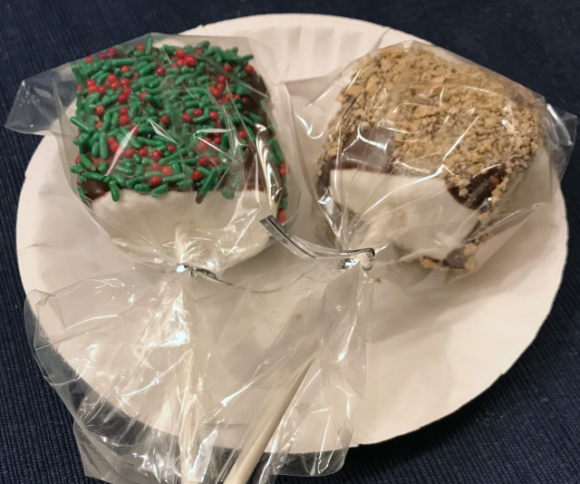 image of Christmas cookies called chocolate-dipped marshmallows
