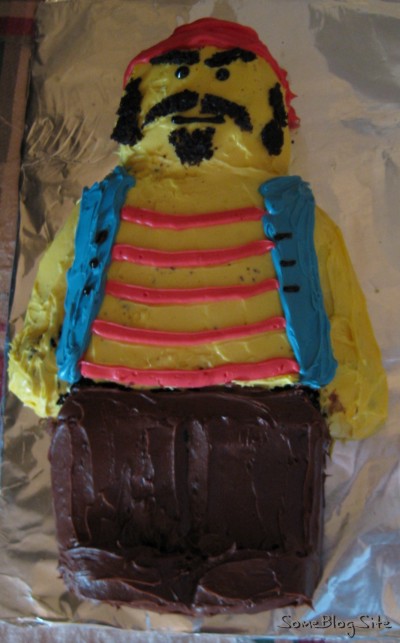 Picture of a Lego pirate minifig cake