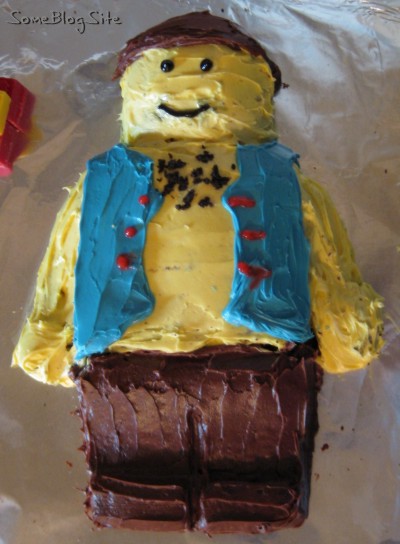 Picture of a Lego pirate minifig cake
