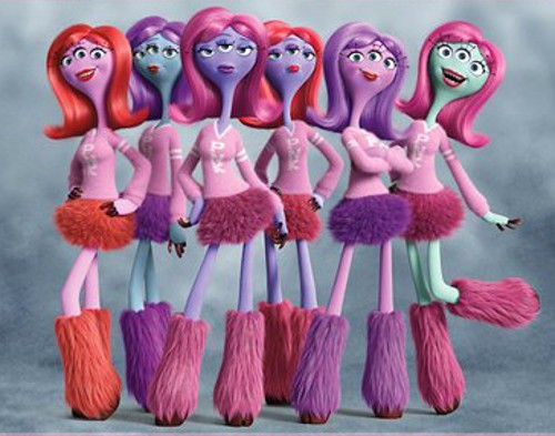 picture of the cheerleader characters of PNK from Monsters University
