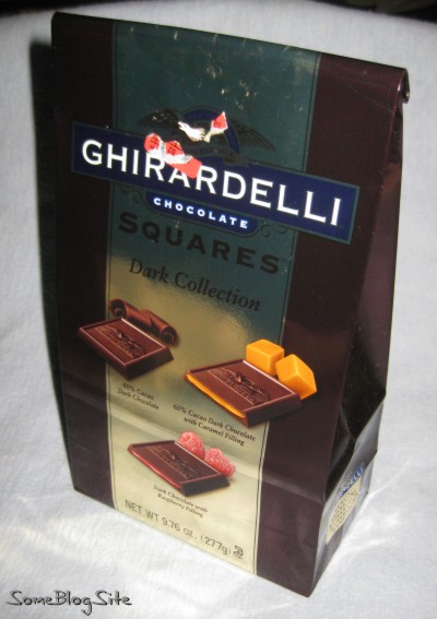 Bag of assorted Ghirardelli dark chocolates