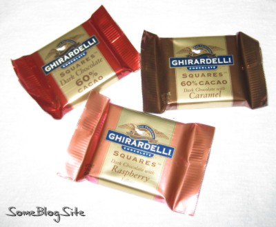 Three types of Ghirardelli dark chocolates