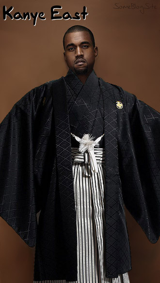 photo of Kanye West in eastern (Japanese) clothing