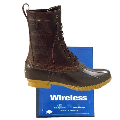 photo of a boot on a wireless notebook