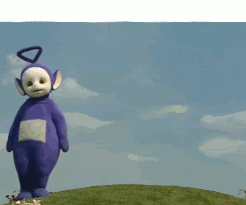 image of Teletubbies opening shot with names and Po the kung fu panda