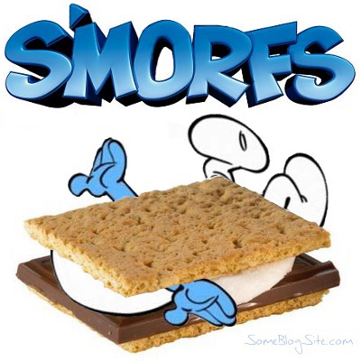 picture of a Smurf in a smore to make a smorf