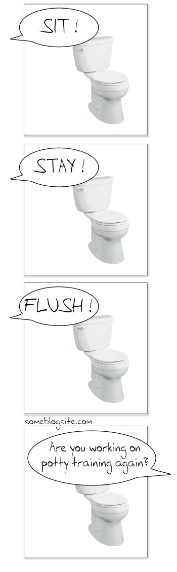 comic strip of someone trying to train a potty