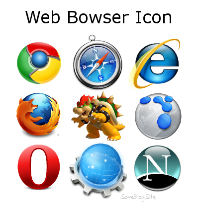 various internet browser logos, including Bowser