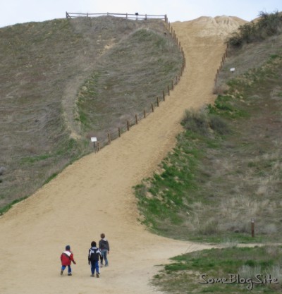 picture of children about to climb a steep hill