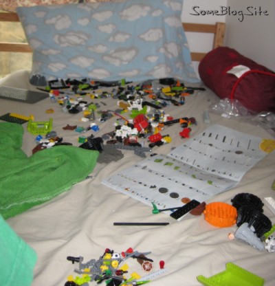 pictures of many Legos on a bad