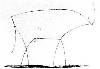 line drawing of a bull