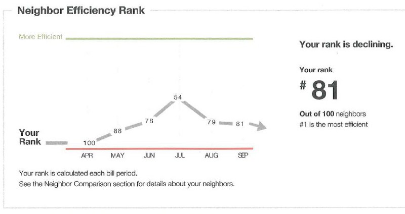 flyer from electric company showing ranking of electrical use by household