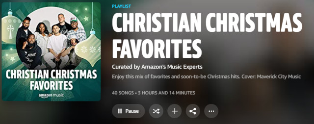 image of Amazon's playlist of Christian Christmas Favorites
