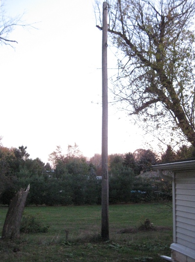 picture of the area next to the garage where there used to be a tree