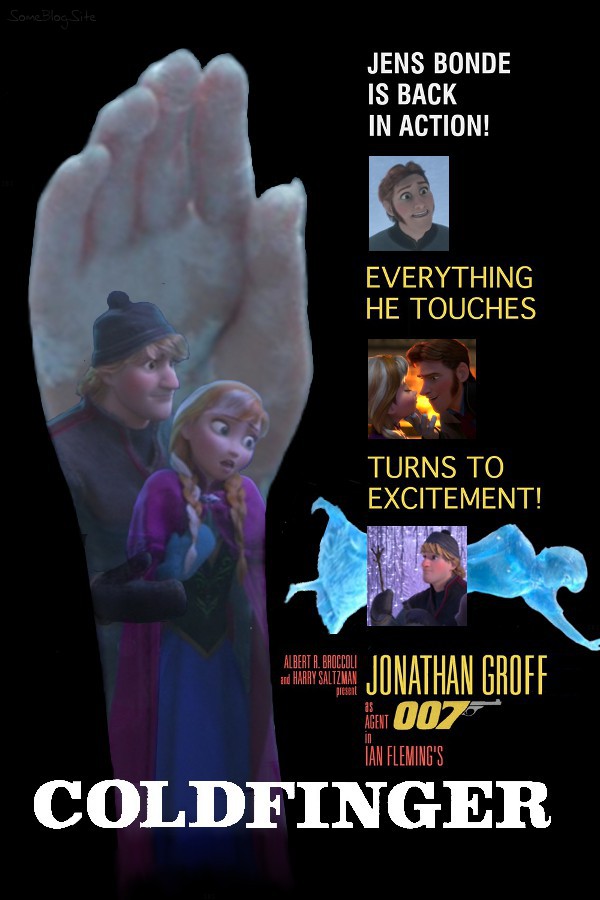 image of Goldfinger movie poster with Frozen characters to make Coldfinger