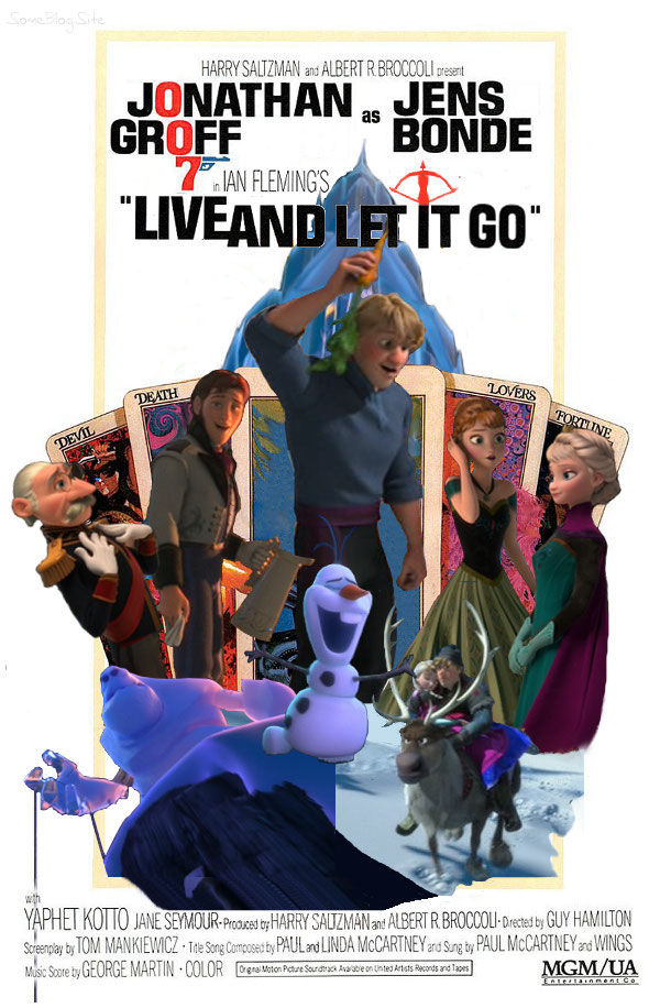 image of Live and Let Die movie poster with Frozen characters to make Live and Let It Go
