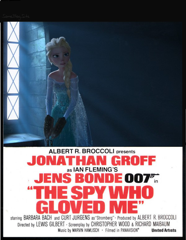 image of The Spy Who Loved Me movie poster with Frozen characters to make The Spy Who Gloved Me