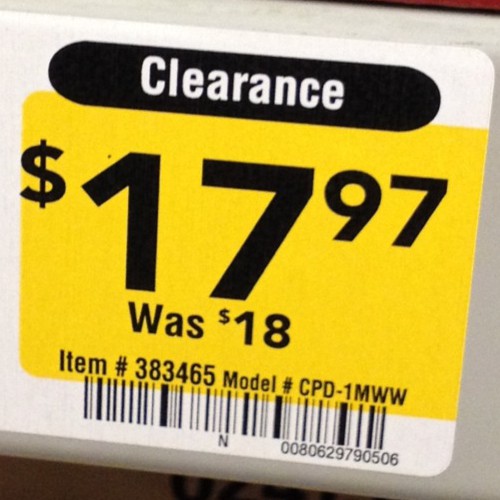 clearance item for $17.97 instead of $18