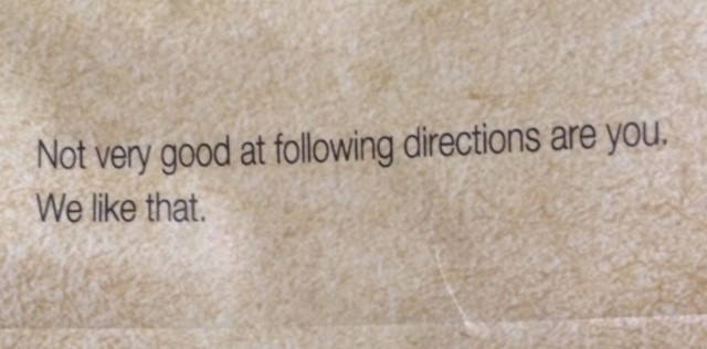 image of a bag of gluten saying they like people who don't follow directions