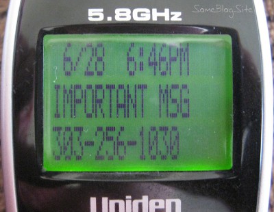 picture of caller ID displaying an important message