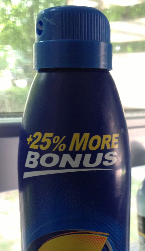 image of a bottle of sunscreen that claimed to have +25% more bonus