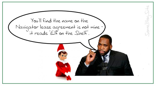 image of Kwame Kilpatrick blaming the Elf on the Shelf