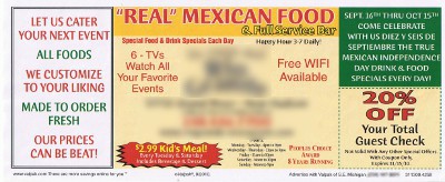 picture of flyer from Mexican restaurant