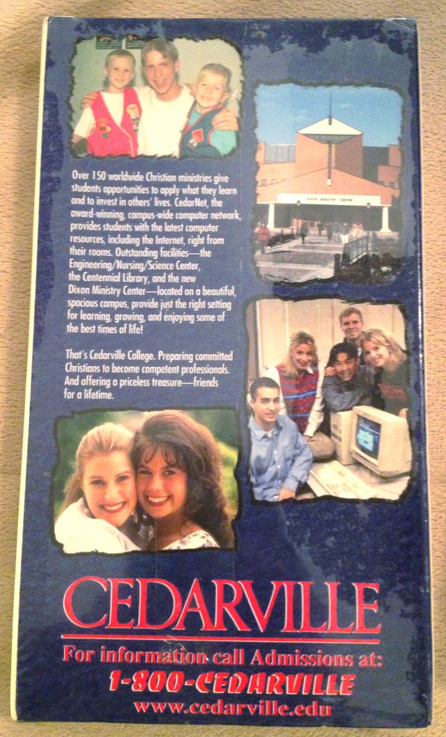 image of VHS tapes that promote Cedarville College and University