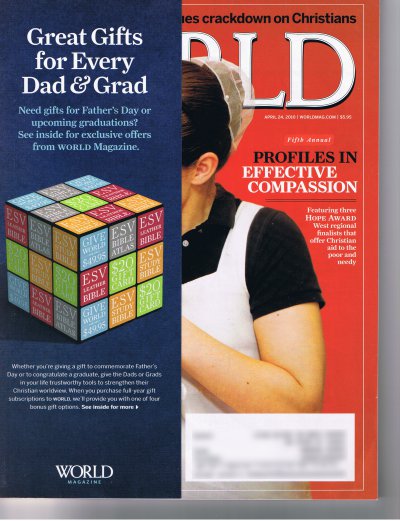 cover of an April 2010 issue of World magazine