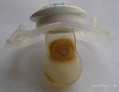 picture of a pacifier that melted in the dishwasher