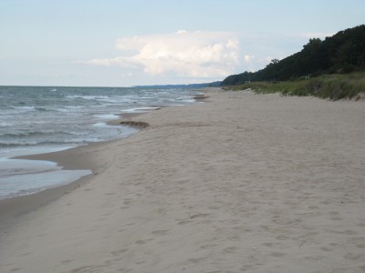 coast on a sandy beach on Lake Michigan