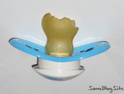 pacifier that has been bitten apart